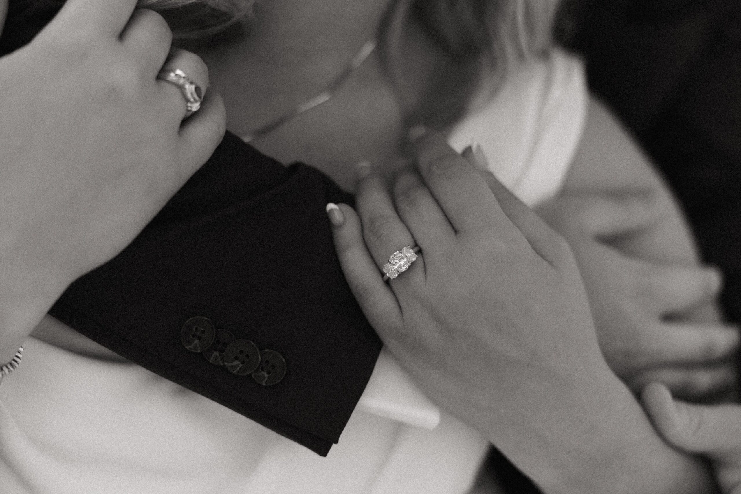 couple cuddled at venue